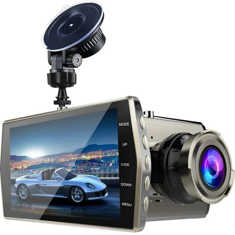 4-Zoll HD 1080P Dual-Objektiv Nachtsicht Front- und Heck-Video-Fahrtenschreiber, 1080P