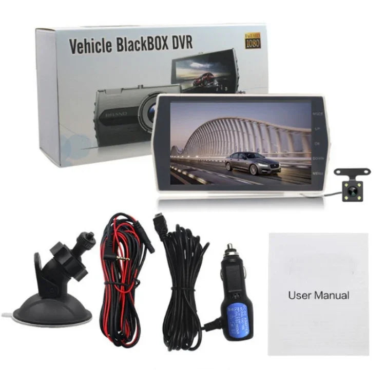 4-Zoll HD 1080P Dual-Objektiv Nachtsicht Front- und Heck-Video-Fahrtenschreiber, 1080P