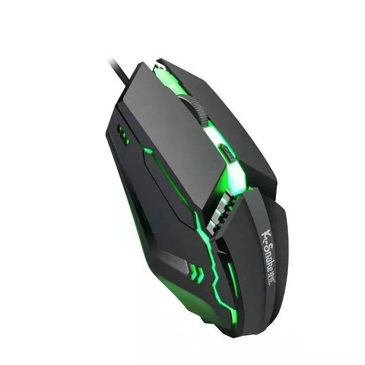 2 Stück K-Snake M11 4-Tasten 1600DPI Leuchtende Gaming-Maus mit Kabel, USB-Kabel, Kabellänge: 1,5 m
