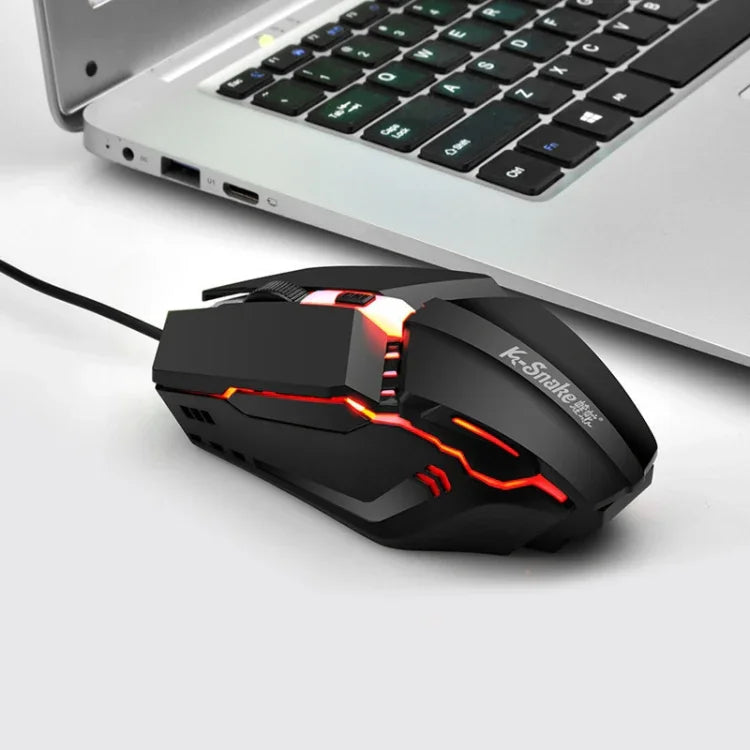2 Stück K-Snake M11 4-Tasten 1600DPI Leuchtende Gaming-Maus mit Kabel, USB-Kabel, Kabellänge: 1,5 m