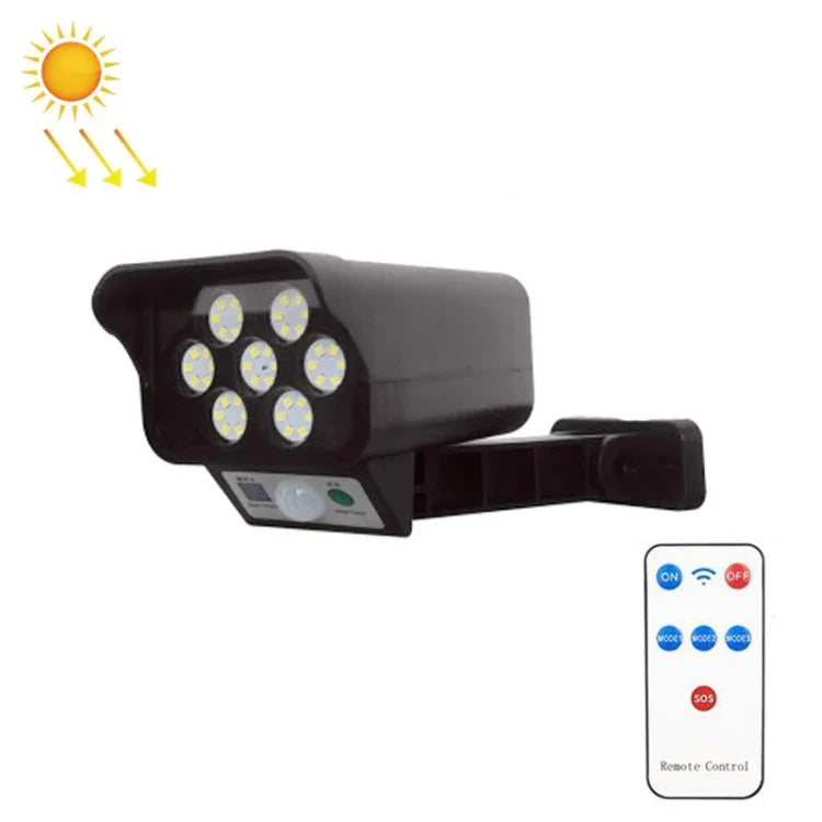 Solar-Sensor-LED-Wandleuchte, Überwachungskamera-Simulation, Blendschutz, Diebstahlschutz, Straßenlampe, Stil:, Fernbedienung (42LED), Fernbedienung (77LED)