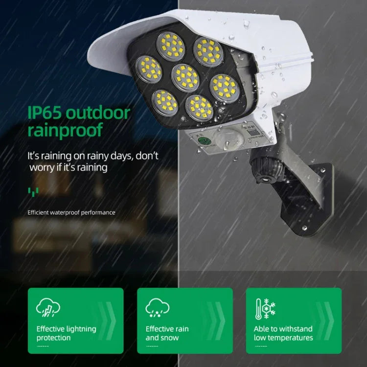 Solar-Sensor-LED-Wandleuchte, Überwachungskamera-Simulation, Blendschutz, Diebstahlschutz, Straßenlampe, Stil:, Fernbedienung (42LED), Fernbedienung (77LED)
