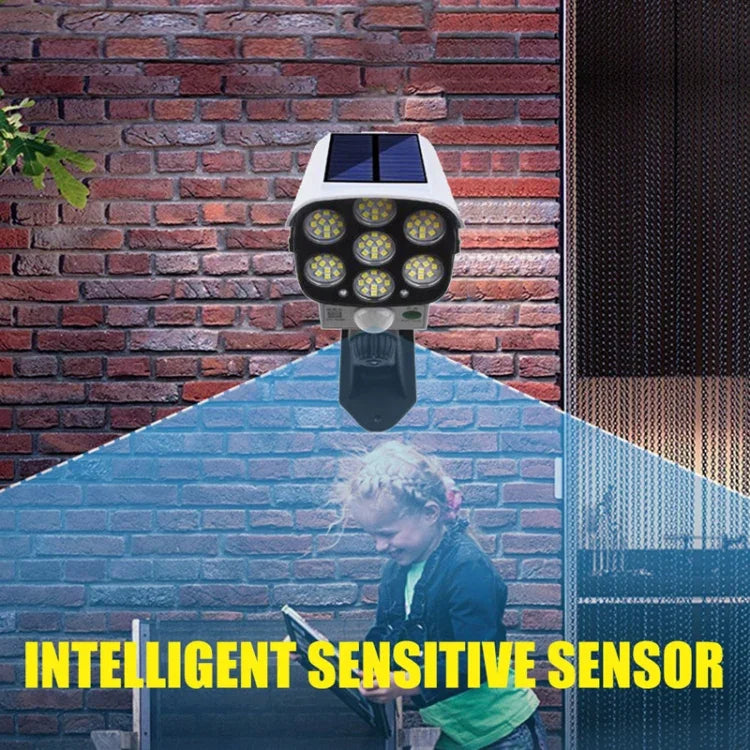 Solar-Sensor-LED-Wandleuchte, Überwachungskamera-Simulation, Blendschutz, Diebstahlschutz, Straßenlampe, Stil:, Fernbedienung (42LED), Fernbedienung (77LED)