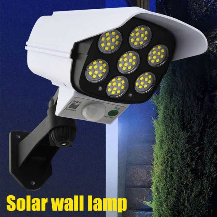 Solar-Sensor-LED-Wandleuchte, Überwachungskamera-Simulation, Blendschutz, Diebstahlschutz, Straßenlampe, Stil:, Fernbedienung (42LED), Fernbedienung (77LED)