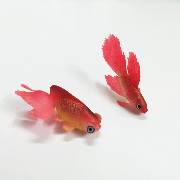 Nachtlicht Simulation Aquarium Dekorationen Umweltfreundliches Silikon Bunte Fische, 1 Roter Betta, 2 Brauner Betta, 3 Blauer Betta, 4 Blauer Goldfisch, 5 Roter Goldfisch, 6 Brauner Goldfisch