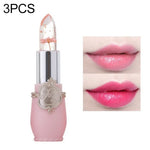 Transparenter, farbverändernder Feuchtigkeits-Gel-Blumen-Lippenbalsam, langanhaltend, hellrosa, rosarot, dunkelrot, gelb, hellgrün, lila