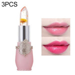 Transparenter, farbverändernder Feuchtigkeits-Gel-Blumen-Lippenbalsam, langanhaltend, hellrosa, rosarot, dunkelrot, gelb, hellgrün, lila