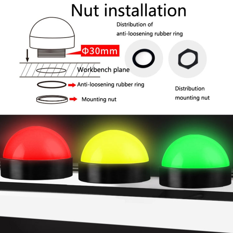24V Sicherheits-Dreifarben-Warnlicht Alarm LED Halbkugelförmiger Wasserdichter Indikator, Stil 1, Stil 2