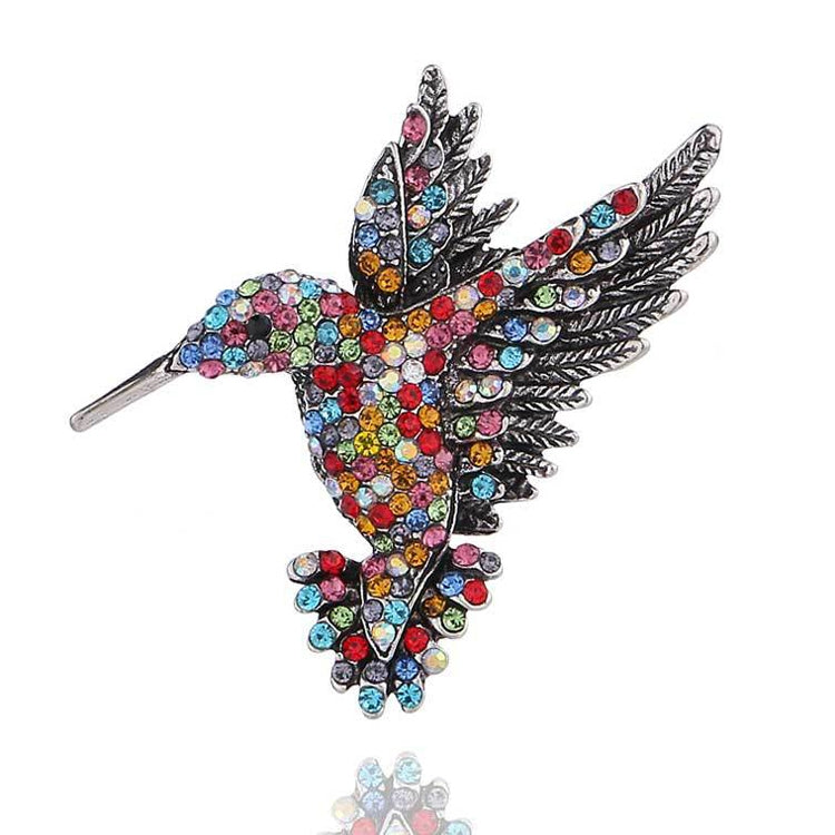 Intarsien-Bienen-Vogel-Brosche, Persönlichkeits-Kleidungsnadeln, Schal-Schnalle, bunt, blau, gold, roter Diamant, blauer Diamant