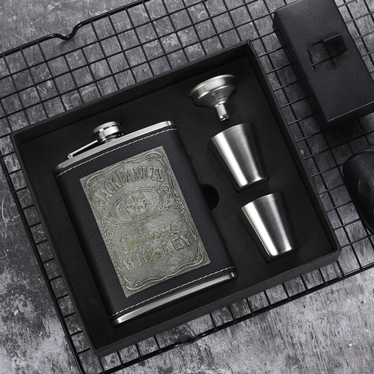Tragbares Edelstahl-Flachmann-Set mit Weintrichter, Stil: 8OZ New Jack Patch Core, 8OZ Old Jack Patch Core, 8OZ Old Man Patch Core, 8OZ Yellow Floral Pattern Core, 7OZ Black Leather Jack Gray, 7OZ Yellow Leather Jack Old Man Gray          ...