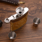 Tragbares Edelstahl-Flachmann-Set mit Weintrichter, Stil: 8OZ New Jack Patch Core, 8OZ Old Jack Patch Core, 8OZ Old Man Patch Core, 8OZ Yellow Floral Pattern Core, 7OZ Black Leather Jack Gray, 7OZ Yellow Leather Jack Old Man Gray          ...
