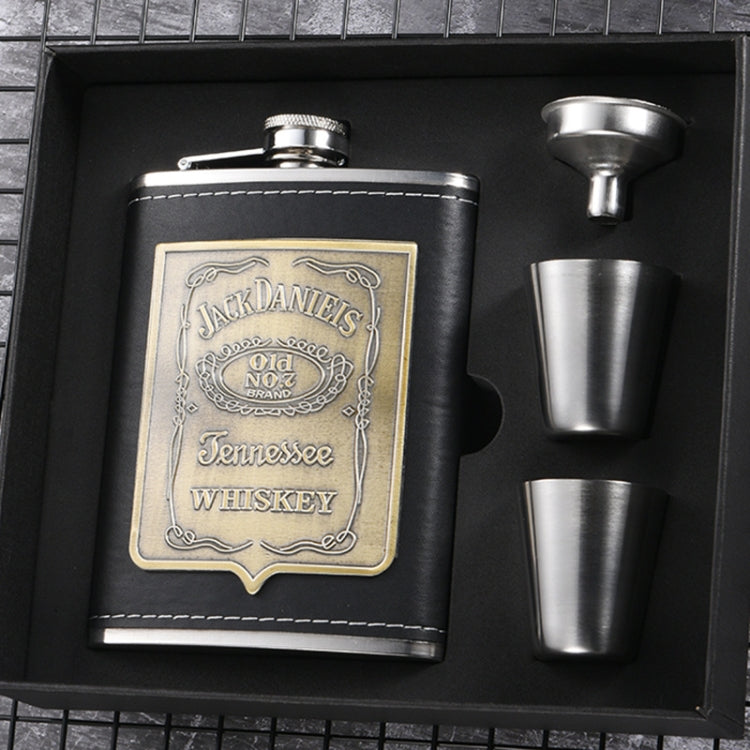 Tragbares Edelstahl-Flachmann-Set mit Weintrichter, Stil: 8OZ New Jack Patch Core, 8OZ Old Jack Patch Core, 8OZ Old Man Patch Core, 8OZ Yellow Floral Pattern Core, 7OZ Black Leather Jack Gray, 7OZ Yellow Leather Jack Old Man Gray          ...