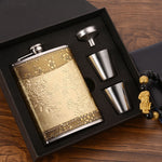 Tragbares Edelstahl-Flachmann-Set mit Weintrichter, Stil: 8OZ New Jack Patch Core, 8OZ Old Jack Patch Core, 8OZ Old Man Patch Core, 8OZ Yellow Floral Pattern Core, 7OZ Black Leather Jack Gray, 7OZ Yellow Leather Jack Old Man Gray          ...