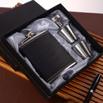 Tragbares Edelstahl-Flachmann-Set mit Weintrichter, Stil: 8OZ New Jack Patch Core, 8OZ Old Jack Patch Core, 8OZ Old Man Patch Core, 8OZ Yellow Floral Pattern Core, 7OZ Black Leather Jack Gray, 7OZ Yellow Leather Jack Old Man Gray          ...