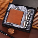 Tragbares Edelstahl-Flachmann-Set mit Weintrichter, Stil: 8OZ New Jack Patch Core, 8OZ Old Jack Patch Core, 8OZ Old Man Patch Core, 8OZ Yellow Floral Pattern Core, 7OZ Black Leather Jack Gray, 7OZ Yellow Leather Jack Old Man Gray          ...