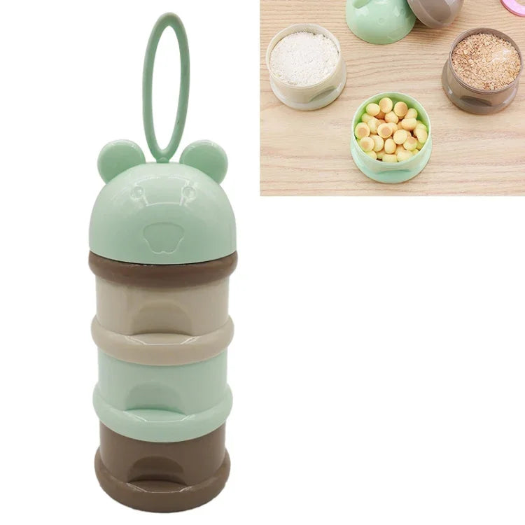 3-lagiger Frosch-Stil tragbare Babykostbehälter Cartoon Milchpulverbox, Blau, Grün, Lila