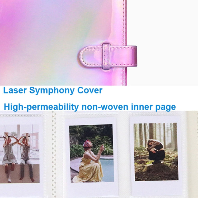 3-Zoll 128-teiliges PU-Fotoalbum Laser Symphonie Mini Digitaler Fotospeicher, Illusion Silber, Illusion Pink, Illusion Lila, Öl, Luft-Meer Anker