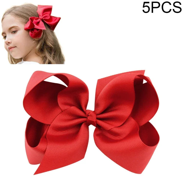 5 Stück 6 Zoll große, bunte Haarspangen mit Schleife für Mädchen