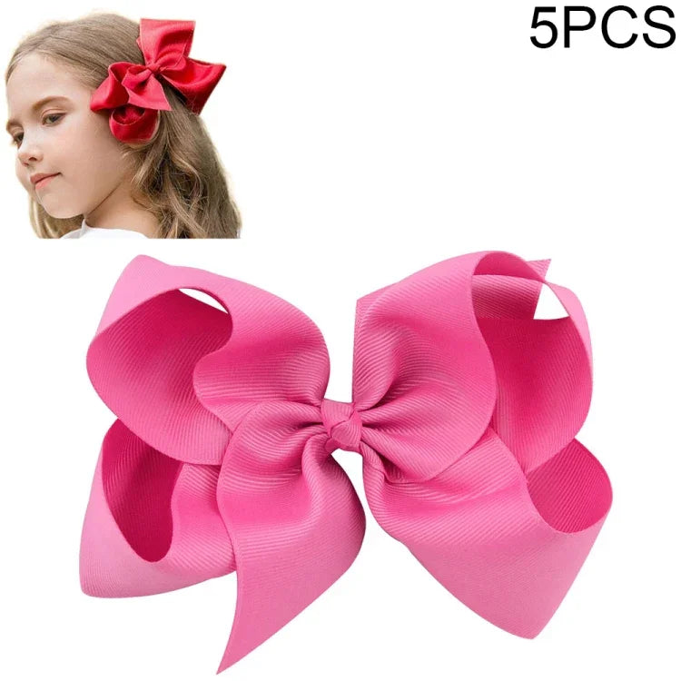 5 Stück 6 Zoll große, bunte Haarspangen mit Schleife für Mädchen