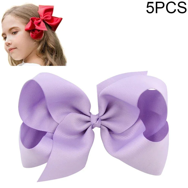 5 Stück 6 Zoll große, bunte Haarspangen mit Schleife für Mädchen