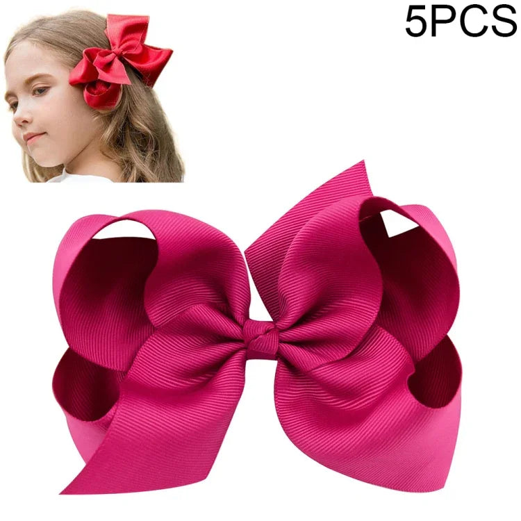 5 Stück 6 Zoll große, bunte Haarspangen mit Schleife für Mädchen