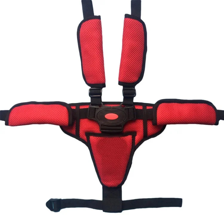 Baby-Esszimmerstuhl Kinderwagen Sicherheitsgurt Fünf-Punkt Typ-A-Version + fester Gurt + dickes Schulterpolster + großer Schrittschutz, Schwarz, Rot, Rosa, Himmelblau, Grau