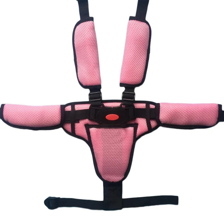 Baby-Esszimmerstuhl Kinderwagen Sicherheitsgurt Fünf-Punkt Typ-A-Version + fester Gurt + dickes Schulterpolster + großer Schrittschutz, Schwarz, Rot, Rosa, Himmelblau, Grau