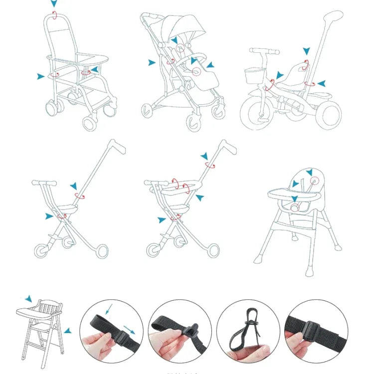 Baby-Esszimmerstuhl Kinderwagen Sicherheitsgurt Fünf-Punkt Typ-A-Version + fester Gurt + dickes Schulterpolster + großer Schrittschutz, Schwarz, Rot, Rosa, Himmelblau, Grau