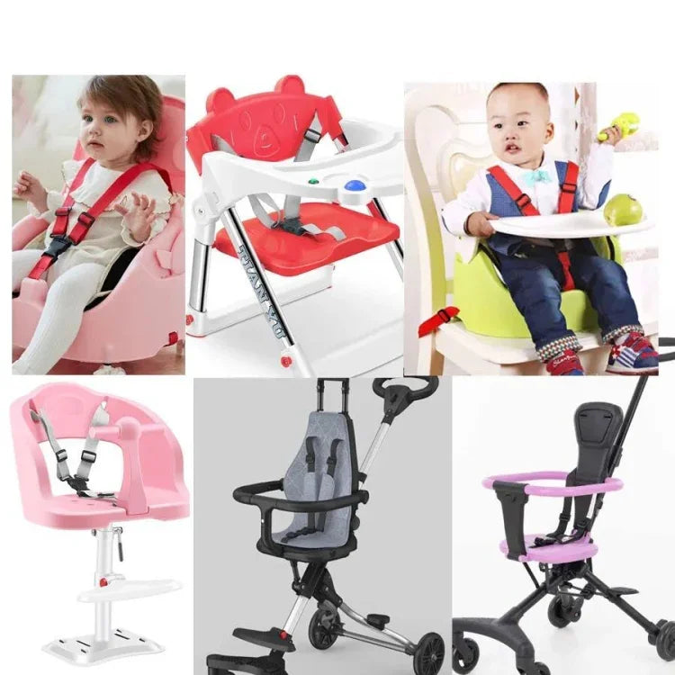 Baby-Esszimmerstuhl Kinderwagen Sicherheitsgurt Fünf-Punkt Typ-A-Version + fester Gurt + dickes Schulterpolster + großer Schrittschutz, Schwarz, Rot, Rosa, Himmelblau, Grau