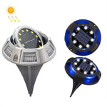 Outdoor Solar Underground Lamp Rotating Buried Lawn Lamp , Spec:, 12 LEDs White+Blue Light (Aluminum Shell), 12 LEDs Warm+Blue Light (Aluminum Shell), 12 LEDs White+Color Llight (Aluminum Shell), 12 LEDs Warm+Color Light (Aluminum Shell)