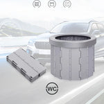 Faltbare Toilette Reise Auto Toilette mit Deckel Tragbare Notfall-Campingtoilette für Innenbereich, Faltbare Toilette (Schwarz), Faltbare Toilette (Grau)