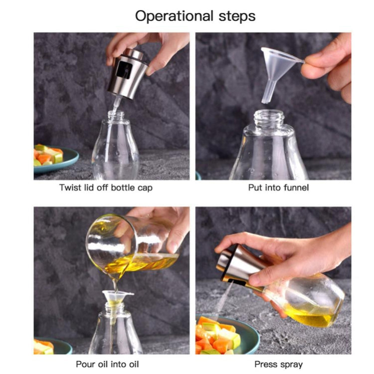 Edelstahl Glasflasche Grill Kochen Gewürzöl Topf Sprayer Ölinjektion Wasserkocher Ölsprühflasche, Ölsprühflasche