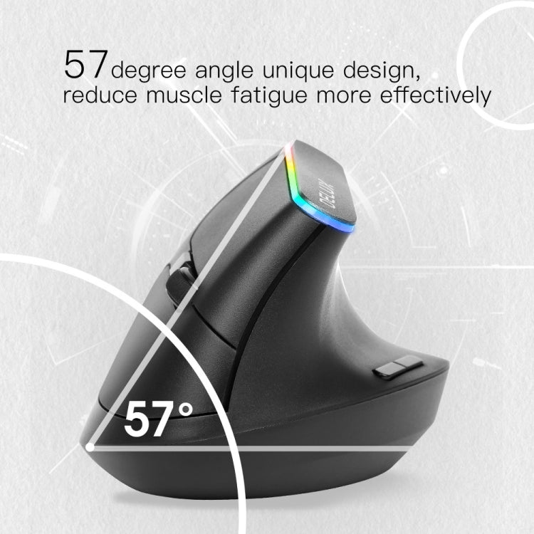 DELUX M618C 6 Tasten 1600 DPI RGB Vertikale Kabellose Bluetooth Dual-Mode-Maus, M618C(Weiß), M618C(Schwarz)