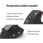 DELUX M618C 6 Tasten 1600 DPI RGB Vertikale Kabellose Bluetooth Dual-Mode-Maus, M618C(Weiß), M618C(Schwarz)