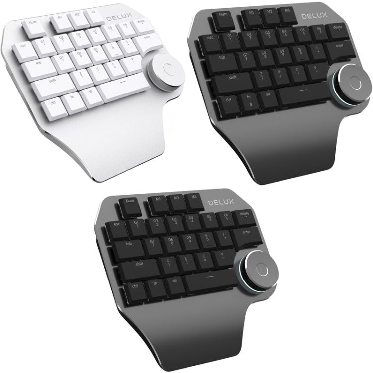 DELUX T11 29 Tasten Einhand-Tastatur Verknüpfungstaste Sprachwerkzeug Flache Tastatur, Farbe: Silber, Silber