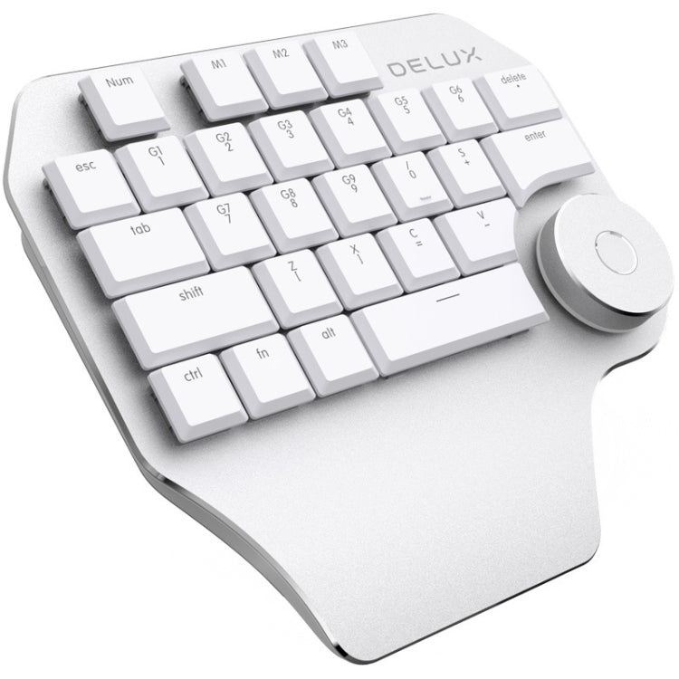 DELUX T11 29 Tasten Einhand-Tastatur Verknüpfungstaste Sprachwerkzeug Flache Tastatur, Farbe: Silber, Silber