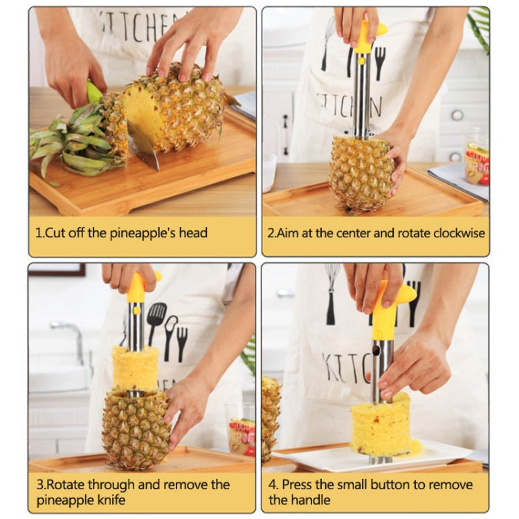 2 Stück Ananasschäler und -schneider aus Edelstahl, Obstschneider Küchenwerkzeuge, Ananas-Entkerner und -Schneider (schwarzer Griff), Ananas-Entkerner und -Schneider (gelber Griff)
