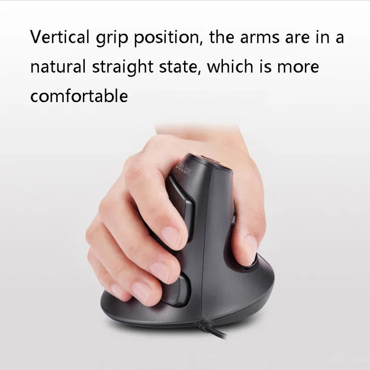 DELUX M618 Vertikale Handmaus mit 6 Tasten, ergonomisch, kabelgebunden, Kabellänge: 1,5 m