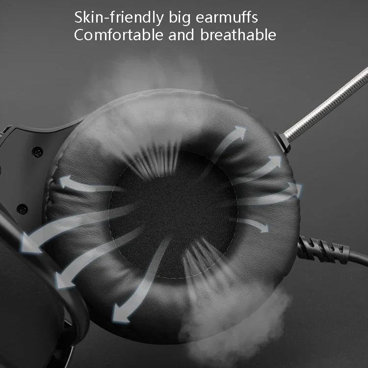 Smailwolf AK3 Headset Gaming-Kopfhörer Kabelgebunden Leuchtendes Desktop-Computer-Headset, Stil:, 3,5 mm Doppelklinke Schwarz, USB-Einzelklinke Schwarz