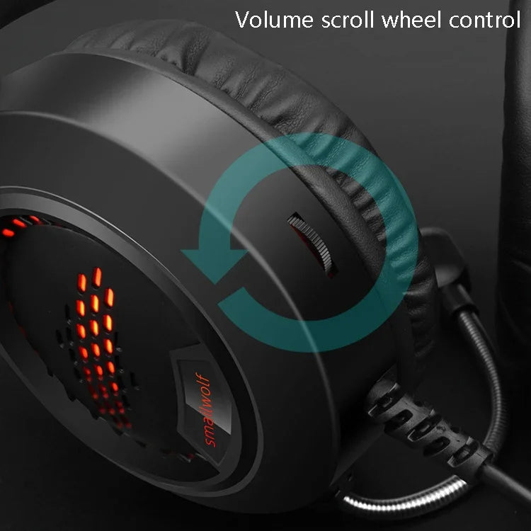 Smailwolf AK3 Headset Gaming-Kopfhörer Kabelgebunden Leuchtendes Desktop-Computer-Headset, Stil:, 3,5 mm Doppelklinke Schwarz, USB-Einzelklinke Schwarz