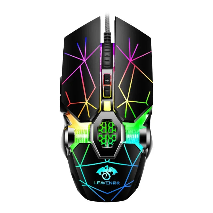 LEAVEN 7-Tasten-Maus mit 4000 DPI, USB-Kabel, RGB-Beleuchtung, mechanisch, mechanisch, Kabellänge: 1,5 m, Farben: S30 Schwarz, S30 Weiß, S30 Pink, S10 Schwarz