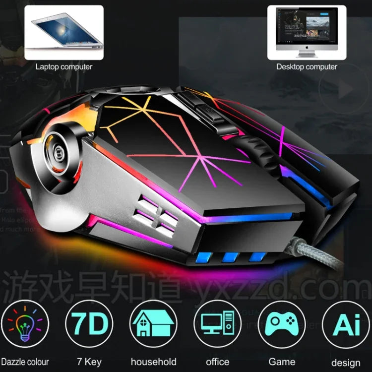 LEAVEN 7-Tasten-Maus mit 4000 DPI, USB-Kabel, RGB-Beleuchtung, mechanisch, mechanisch, Kabellänge: 1,5 m, Farben: S30 Schwarz, S30 Weiß, S30 Pink, S10 Schwarz
