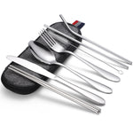 7 in 1 Cutlery Spoon Chopsticks And Straw Set Stainless Steel Portable Cutlery Set, Silver + Light Bag, Gold+ Light Bag, Rose+ Light Bag, Symphony + Light Bag, Black+ Light Bag, Silver + Deep Bag, Gold  + Deep Bag, Rose  + Deep Bag, Symphony + Deep Bag...