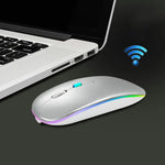 Y20 4-Tasten-Maus mit farbiger Leuchtfunktion, Ladefunktion, geräuschlos, kabellos, 2,4 GHz + Bluetooth (Silber)