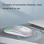 Y20 4-Tasten-Maus mit farbiger Leuchtfunktion, Ladefunktion, geräuschlos, kabellos, 2,4 GHz + Bluetooth (Silber)