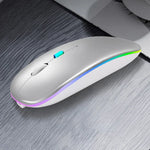 Y20 4-Tasten-Maus mit farbiger Leuchtfunktion, Ladefunktion, geräuschlos, kabellos, 2,4 GHz + Bluetooth (Silber)