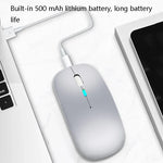 Y20 4-Tasten-Maus mit farbiger Leuchtfunktion, Ladefunktion, geräuschlos, kabellos, 2,4 GHz + Bluetooth (Silber)