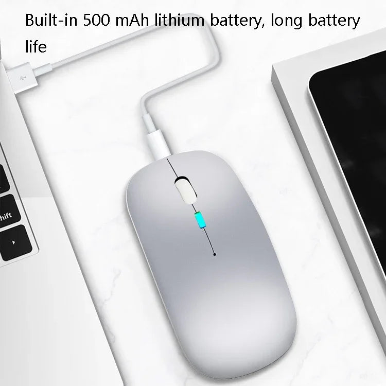 Y20 4-Tasten-Maus mit farbiger Leuchtfunktion, Ladefunktion, geräuschlos, kabellos, 2,4 GHz + Bluetooth (Silber)