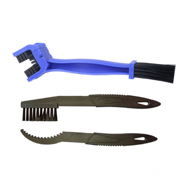 1 Set BG-7168 Fahrrad- und Motorrad-Reinigungsbürste Dreiseitige Kettenbürste, Farbe: Blau + Kleine Bürste, 5 Stück Rot, 5 Stück Blau, 5 Stück Schwarz, Rot + Kleine Bürste, Blau + Kleine Bürste
