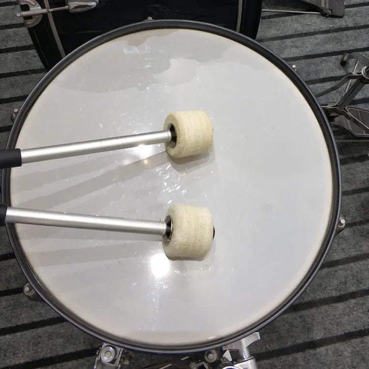 Schlagzeugzubehör: Wollfilz, rutschfeste Edelstahl-Drumsticks, Übungshämmer für Bassdrum, Trommelhämmer